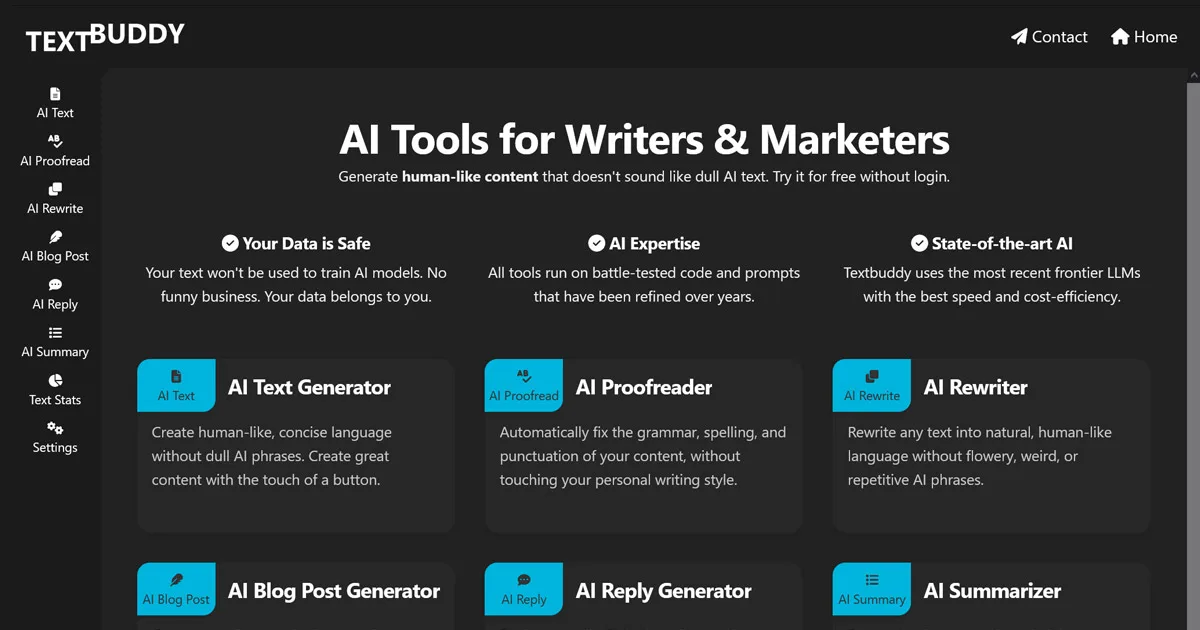 Textbuddy - The AI Toolbox for Writers