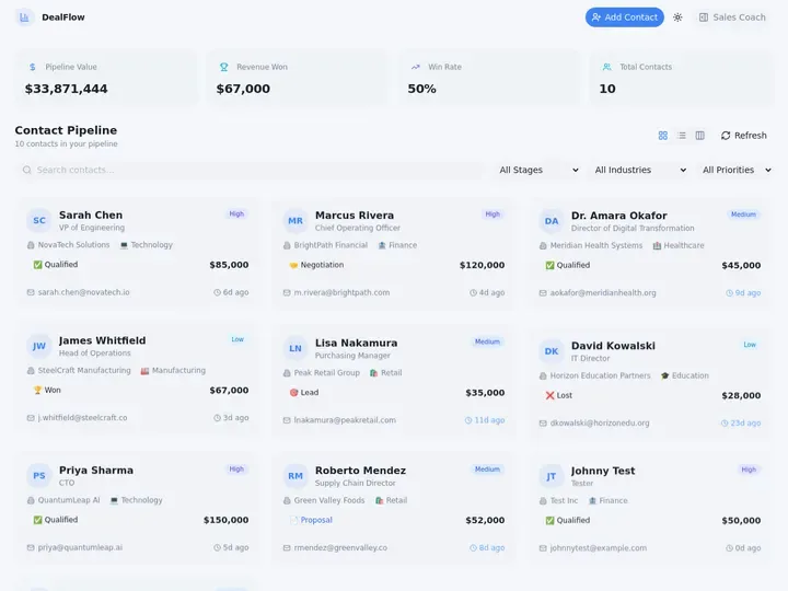 Sales CRM — Taskade Genesis App Kit screenshot