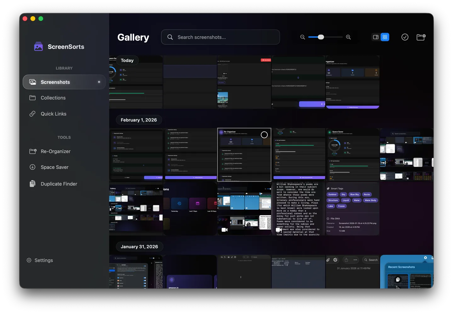 ScreenSorts Dashboard