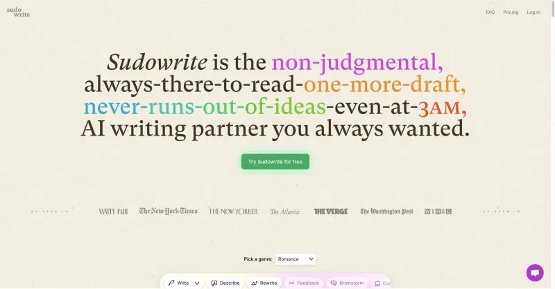 Sudowrite官网
