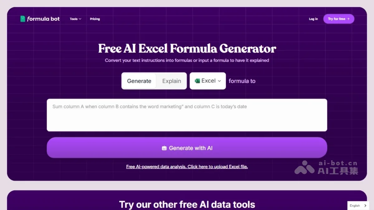 Formula bot - AI驱动的数据分析平台 | AI工具集