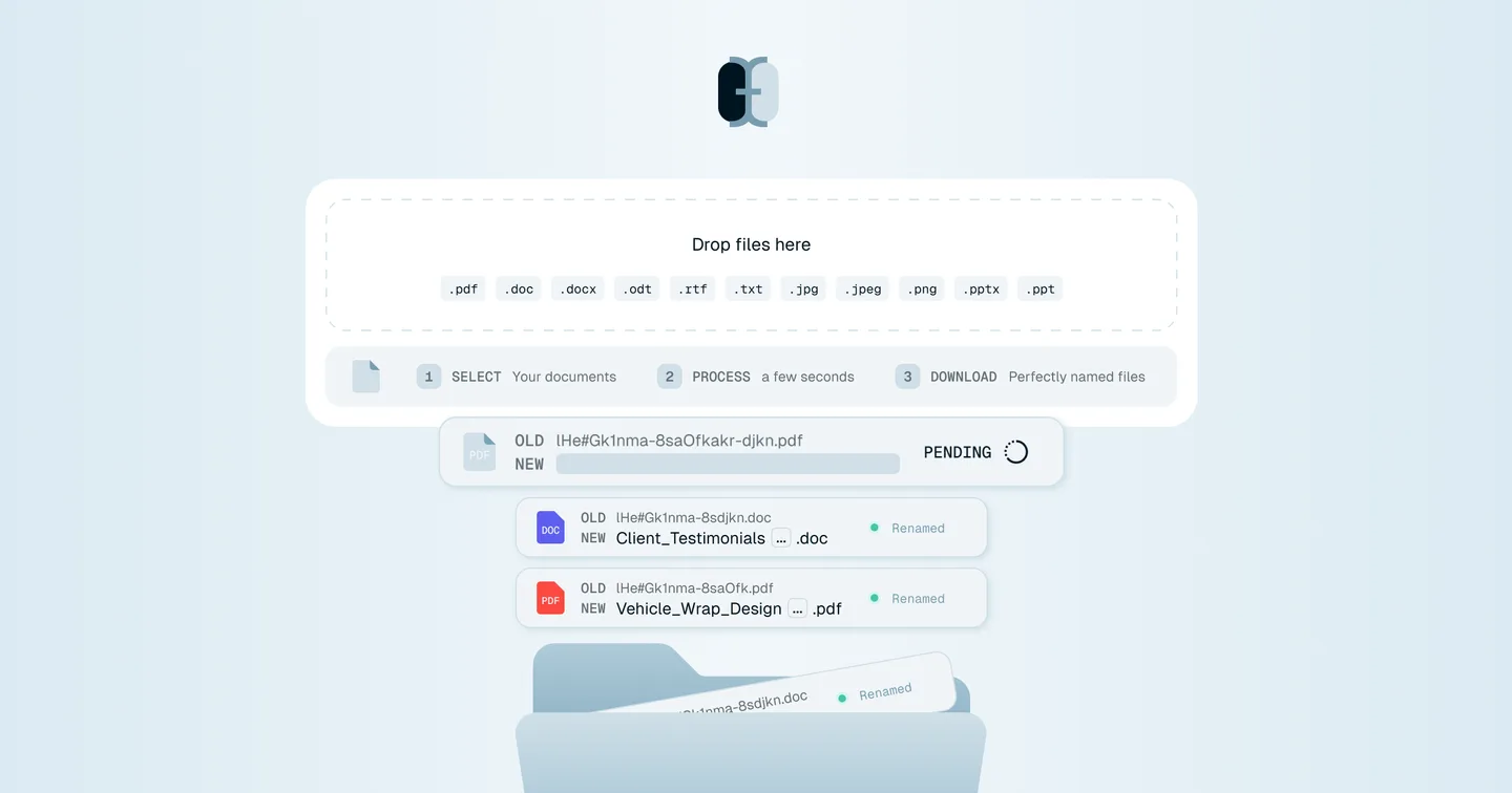 AI File Renamer - Rename PDFs, Photos & Documents | Renamer.ai