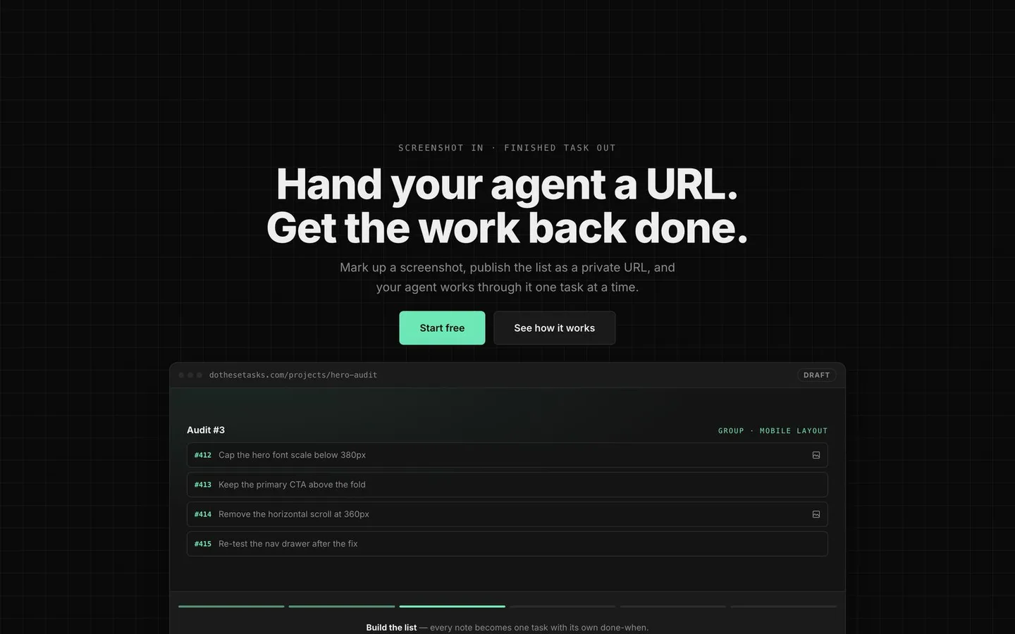 The DoTheseTasks editor, showing a marked-up screenshot beside its task list.