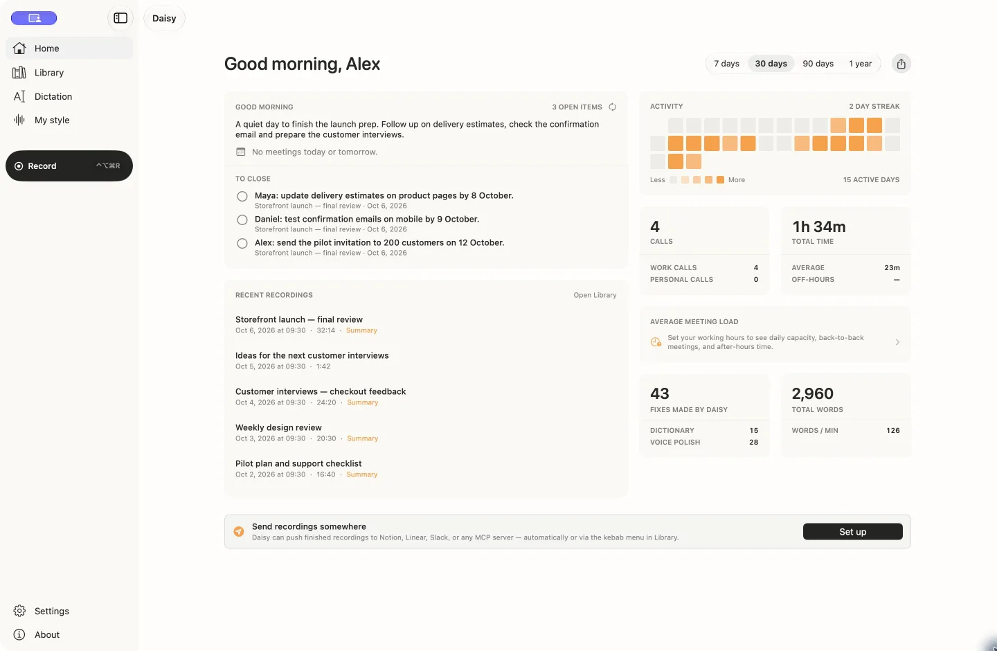 Daisy — Private meeting notes, dictation and voice notes