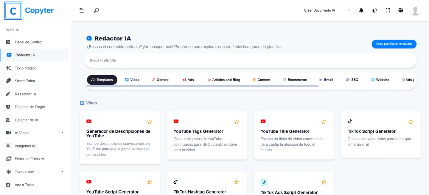 Generador de Textos con IA Gratis | Copyter