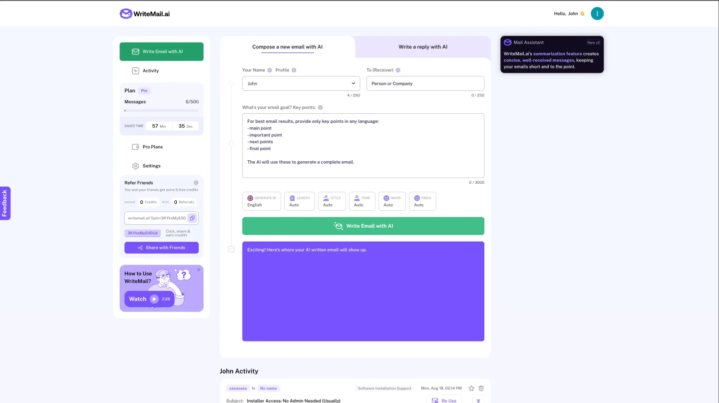AI Email Writer — Write 87% Faster, Get More Replies | WriteMail.ai